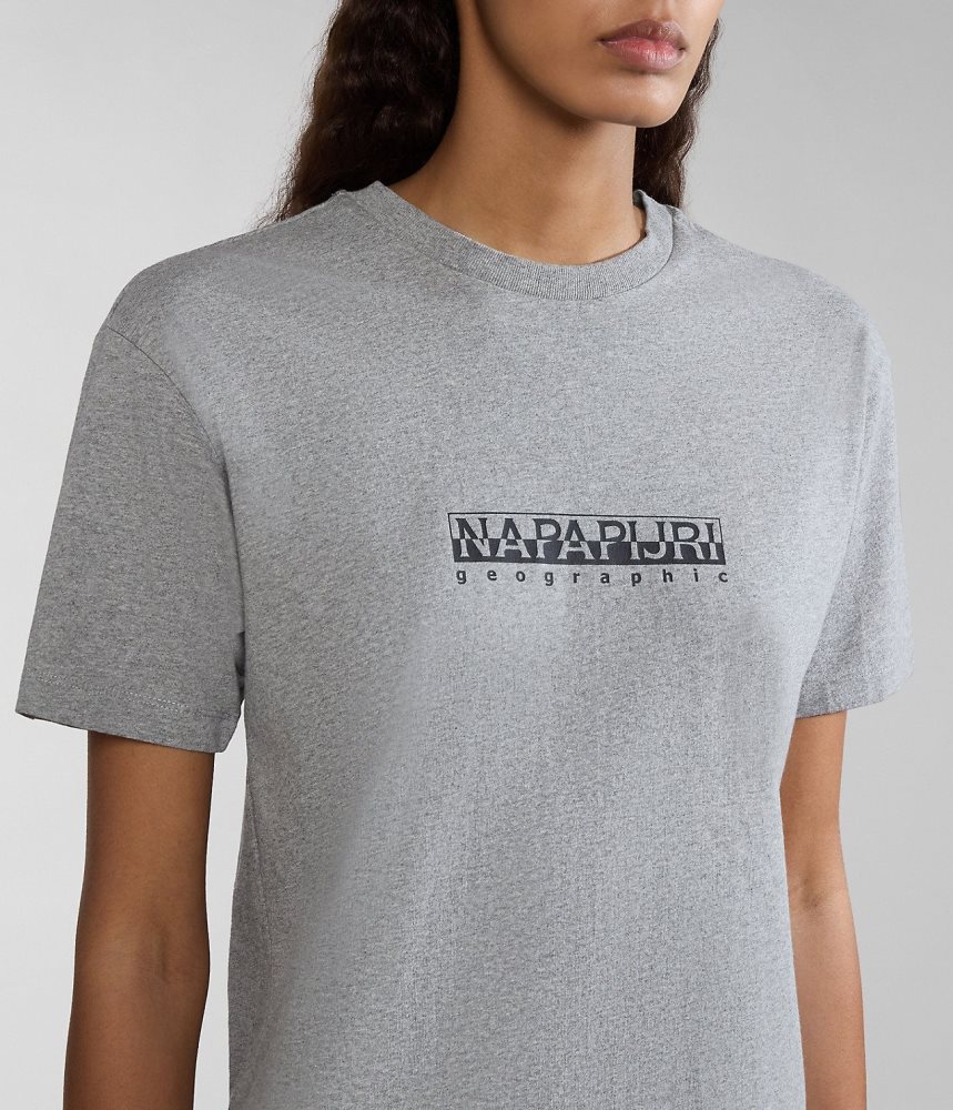 Napapijri Box Short Sleeve T-Shirt T-shirts Dames Grijs | KAEXMVF-93