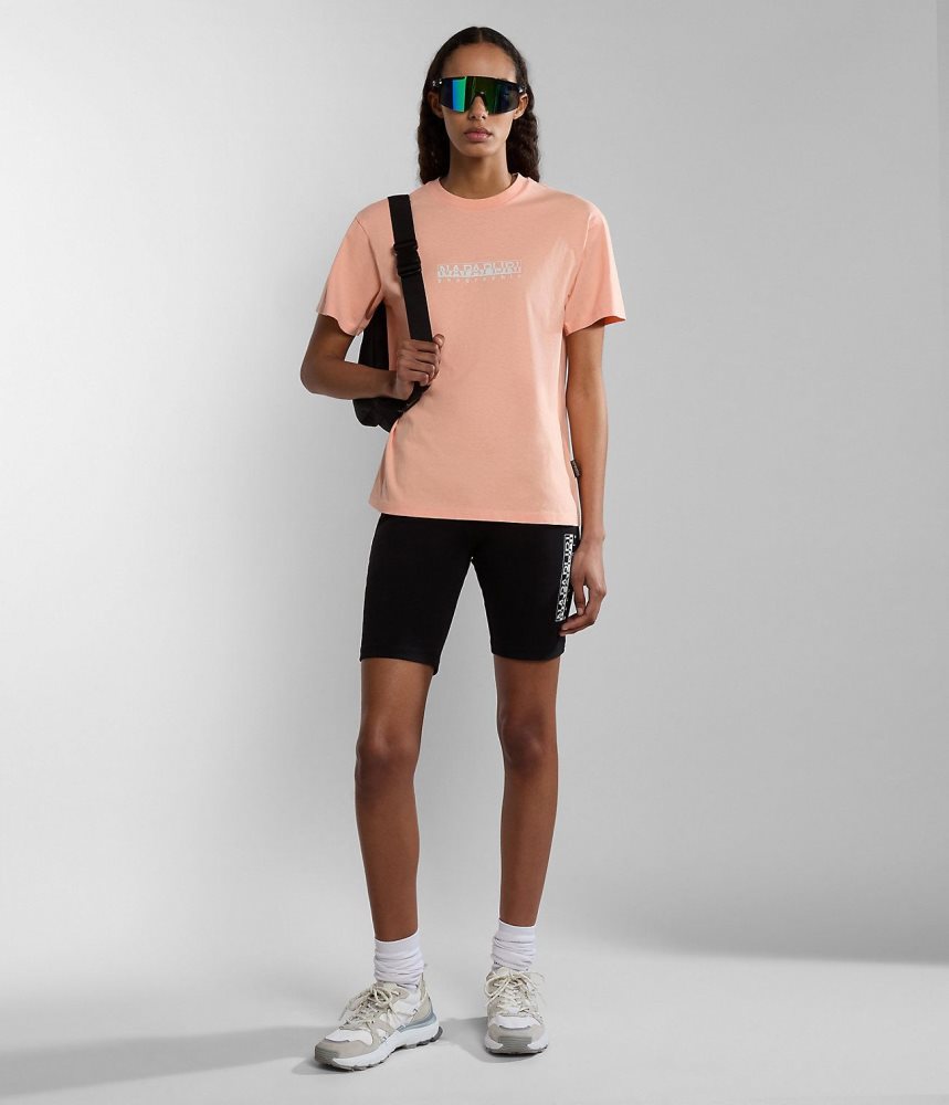 Napapijri Box Short Sleeve T-Shirt T-shirts Dames Roze | JHCNYGE-97