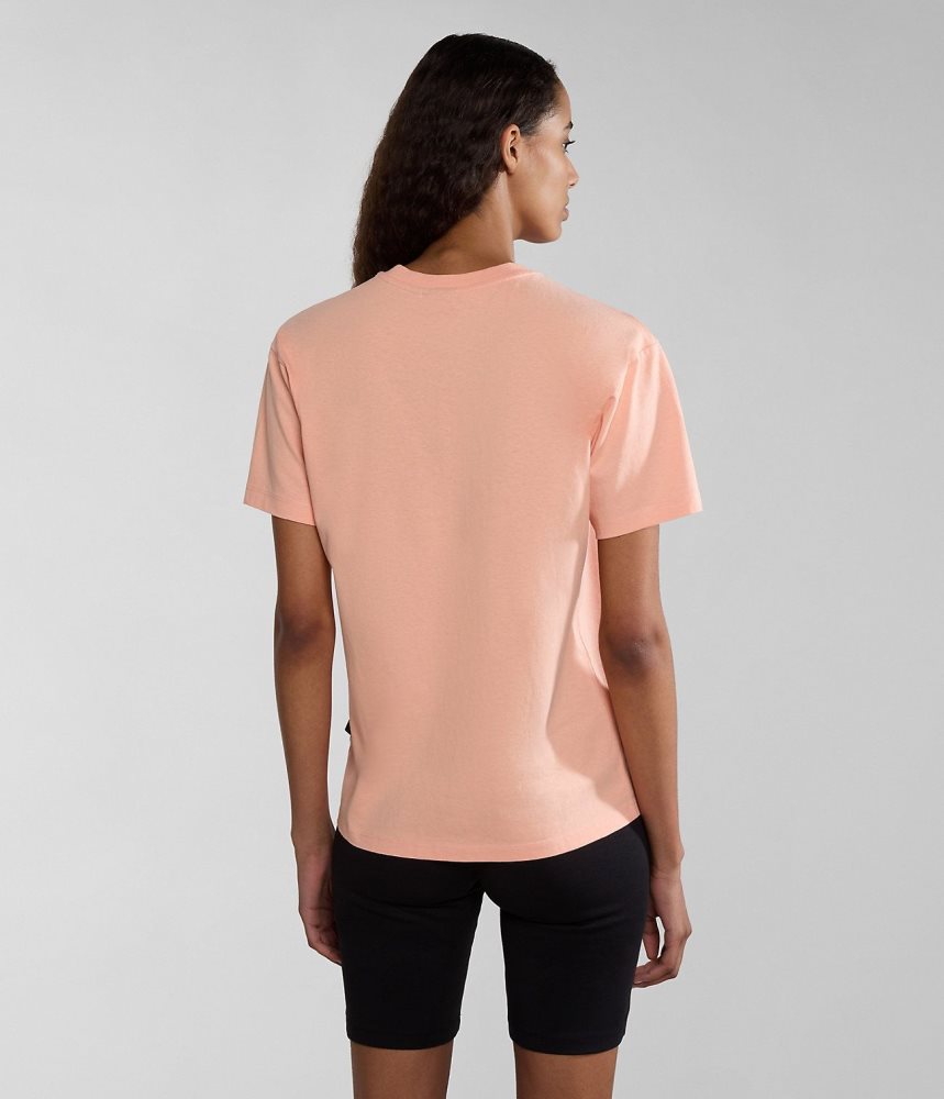 Napapijri Box Short Sleeve T-Shirt T-shirts Dames Roze | JHCNYGE-97