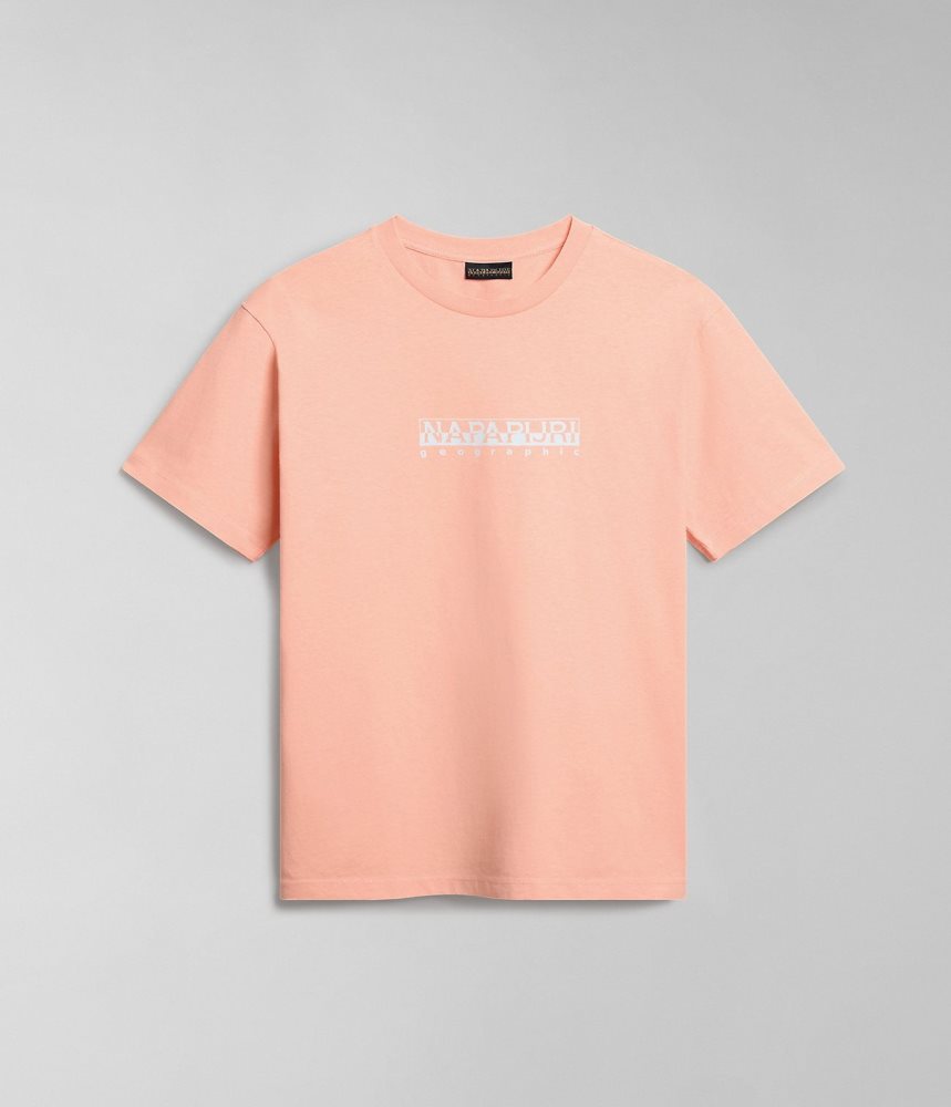 Napapijri Box Short Sleeve T-Shirt T-shirts Dames Roze | JHCNYGE-97