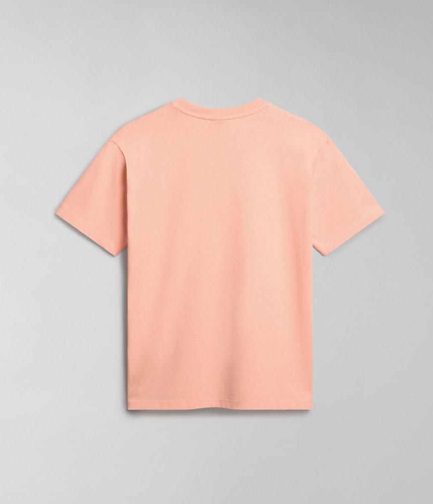 Napapijri Box Short Sleeve T-Shirt T-shirts Dames Roze | JHCNYGE-97