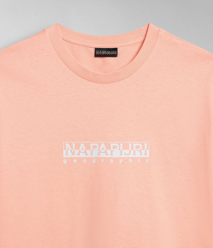 Napapijri Box Short Sleeve T-Shirt T-shirts Dames Roze | JHCNYGE-97