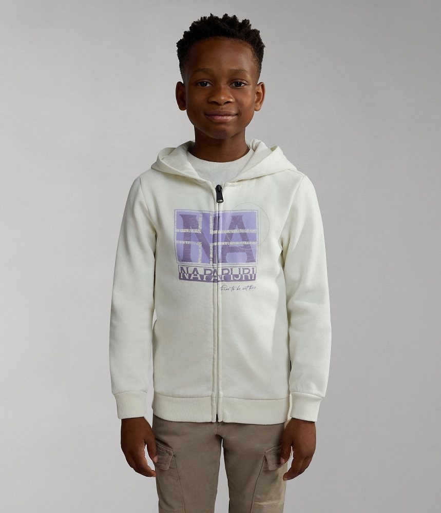 Napapijri Brunt Full-Zip Hoodie (4-16 YEARS) Sweatshirts Kinderen Wit | PUADCYN-25