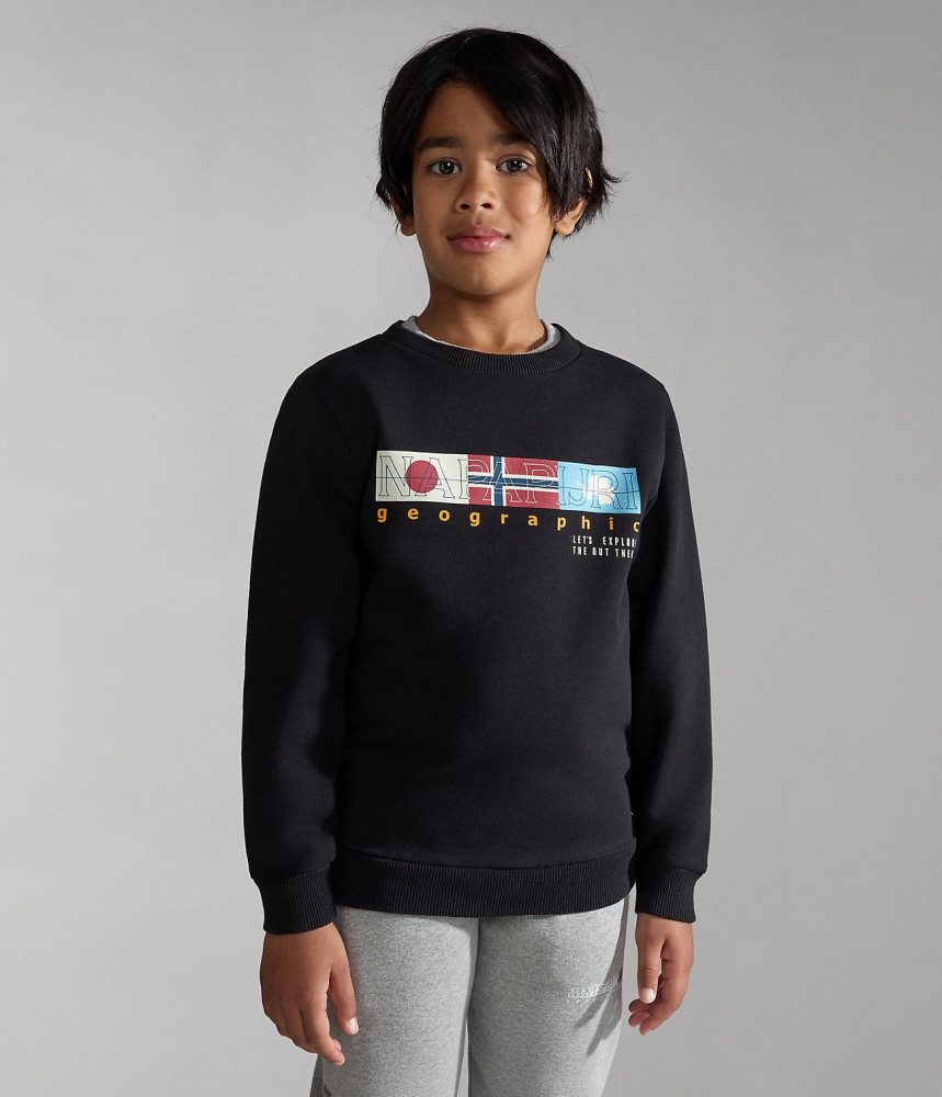 Napapijri Brunt Sweatshirt (4-16 YEARS) Sweatshirts Kinderen Zwart | NHOEGLQ-28