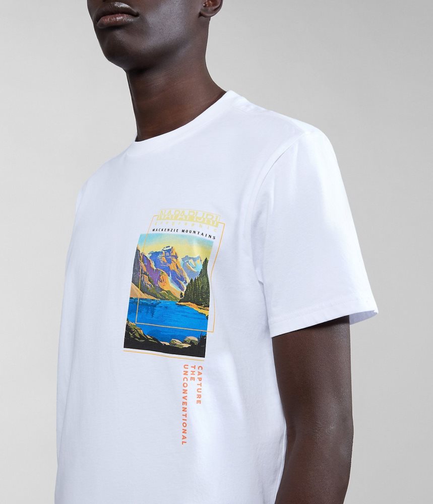 Napapijri Canada Short Sleeve T-shirt T-shirts Heren Wit | LBJNYZK-56