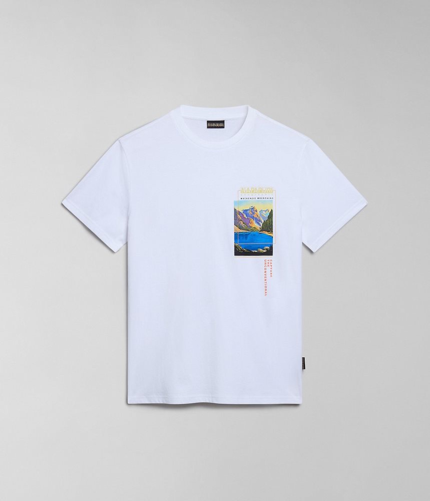 Napapijri Canada Short Sleeve T-shirt T-shirts Heren Wit | LBJNYZK-56