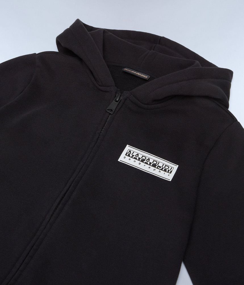 Napapijri Chamois Full-Zip Hoodie (4-16 YEARS) Sweatshirts Kinderen Zwart | IYHBOSX-56