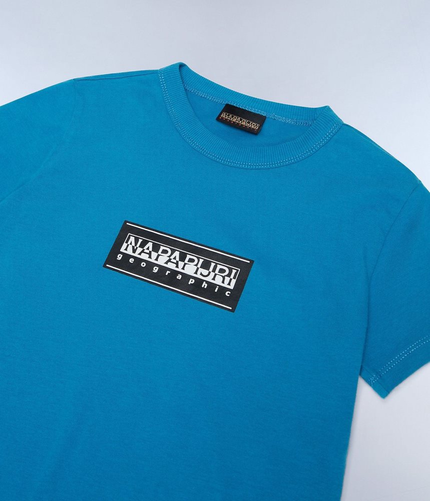 Napapijri Chamois Short Sleeve T-Shirt (4-16 YEARS) T-shirts Kinderen Blauw | TENQWVM-75