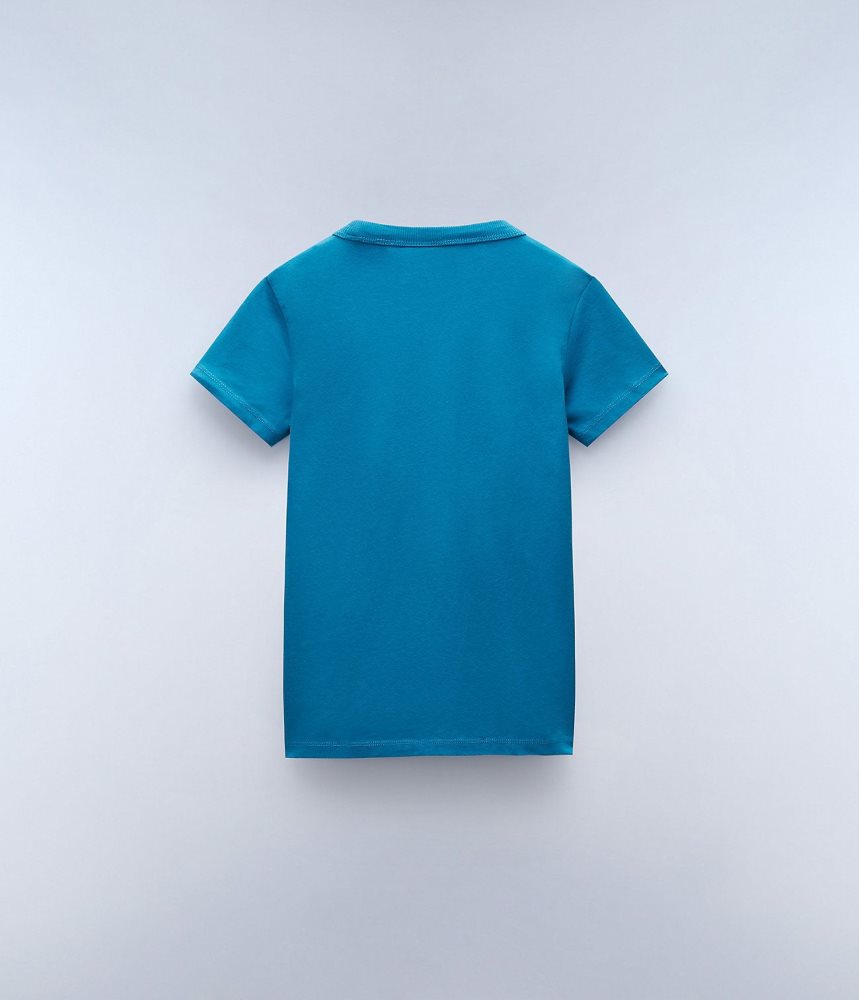 Napapijri Chamois Short Sleeve T-Shirt (4-16 YEARS) T-shirts Kinderen Blauw | TENQWVM-75