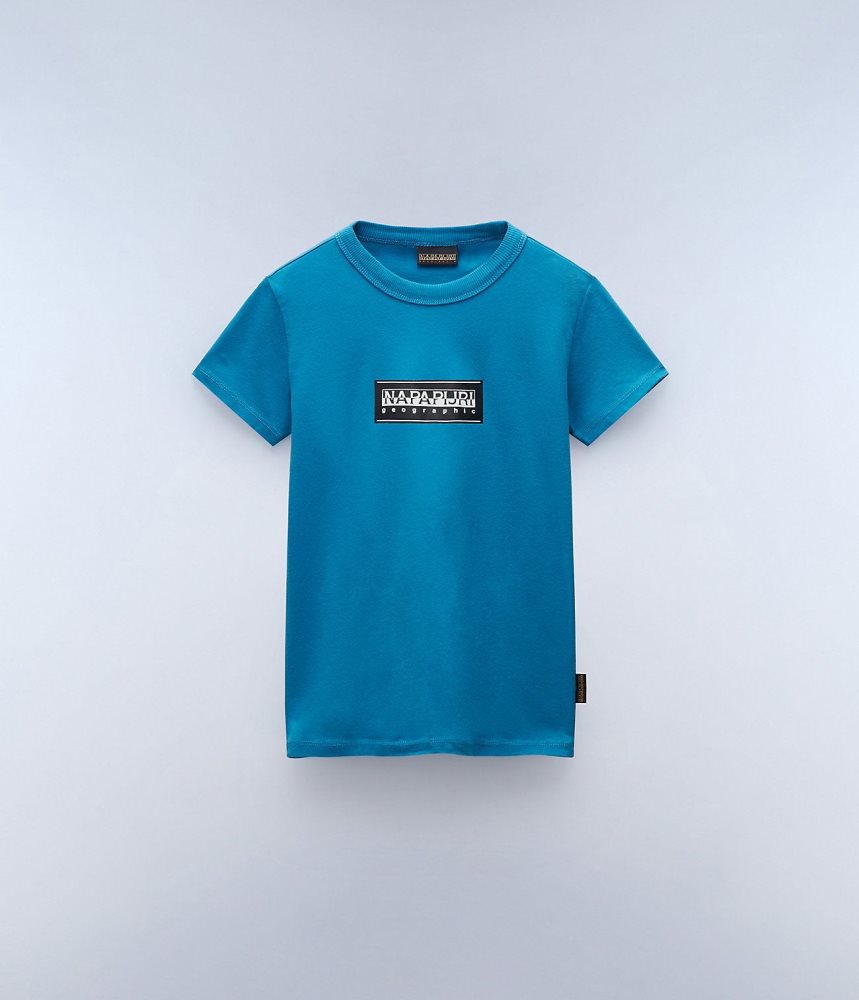 Napapijri Chamois Short Sleeve T-Shirt (4-16 YEARS) T-shirts Kinderen Blauw | TENQWVM-75