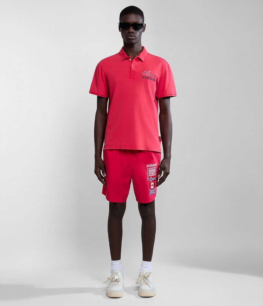 Napapijri Colville Short Sleeve Polo Shirt Poloshirt Heren Rood | ZFGVDHO-47