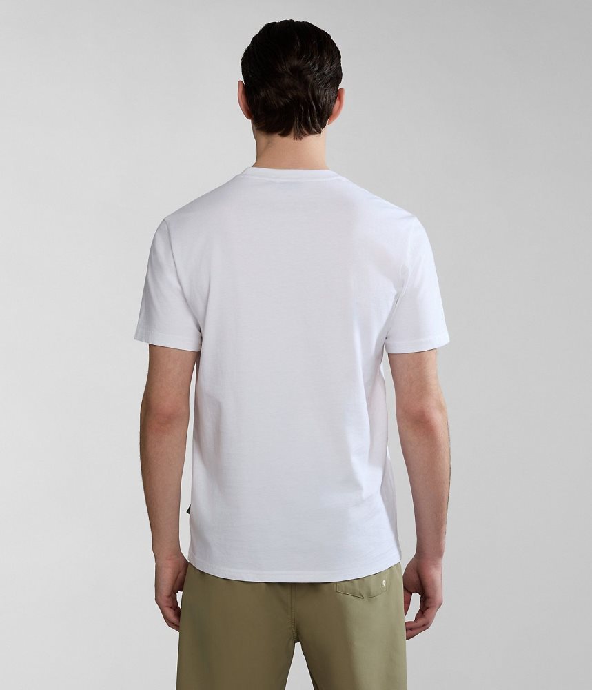 Napapijri Colville Short Sleeve T-Shirt T-shirts Heren Wit | DQKEWCR-34