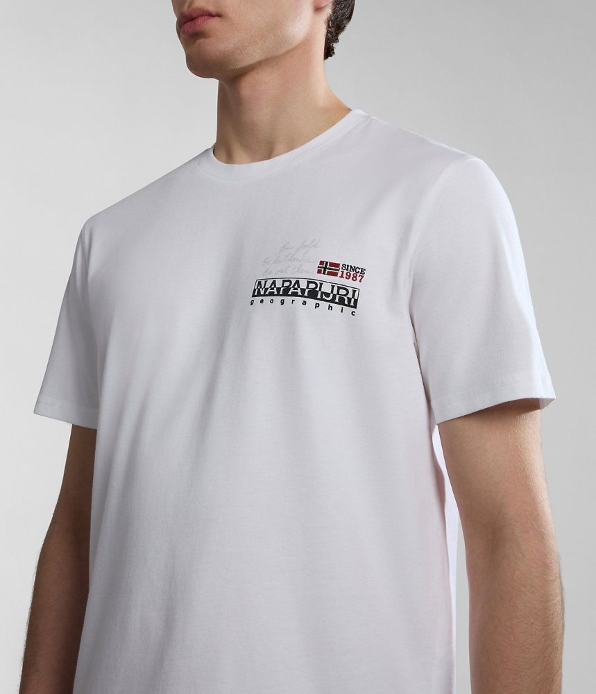 Napapijri Colville Short Sleeve T-Shirt T-shirts Heren Wit | DQKEWCR-34
