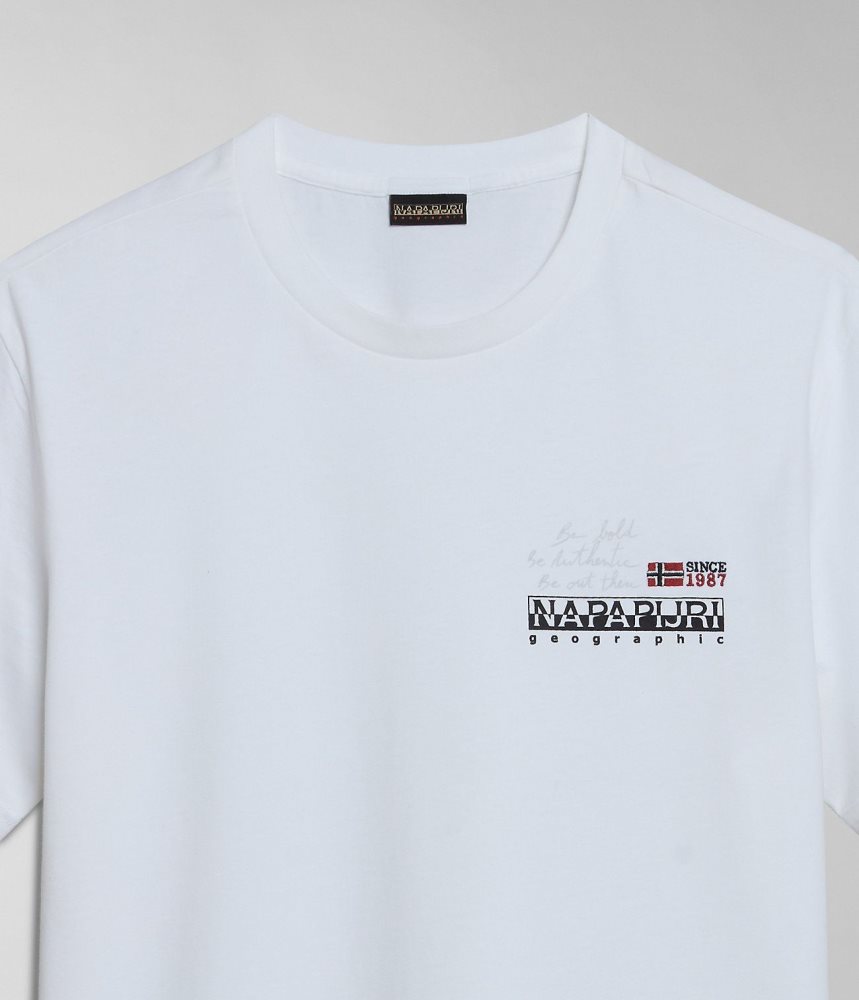 Napapijri Colville Short Sleeve T-Shirt T-shirts Heren Wit | DQKEWCR-34