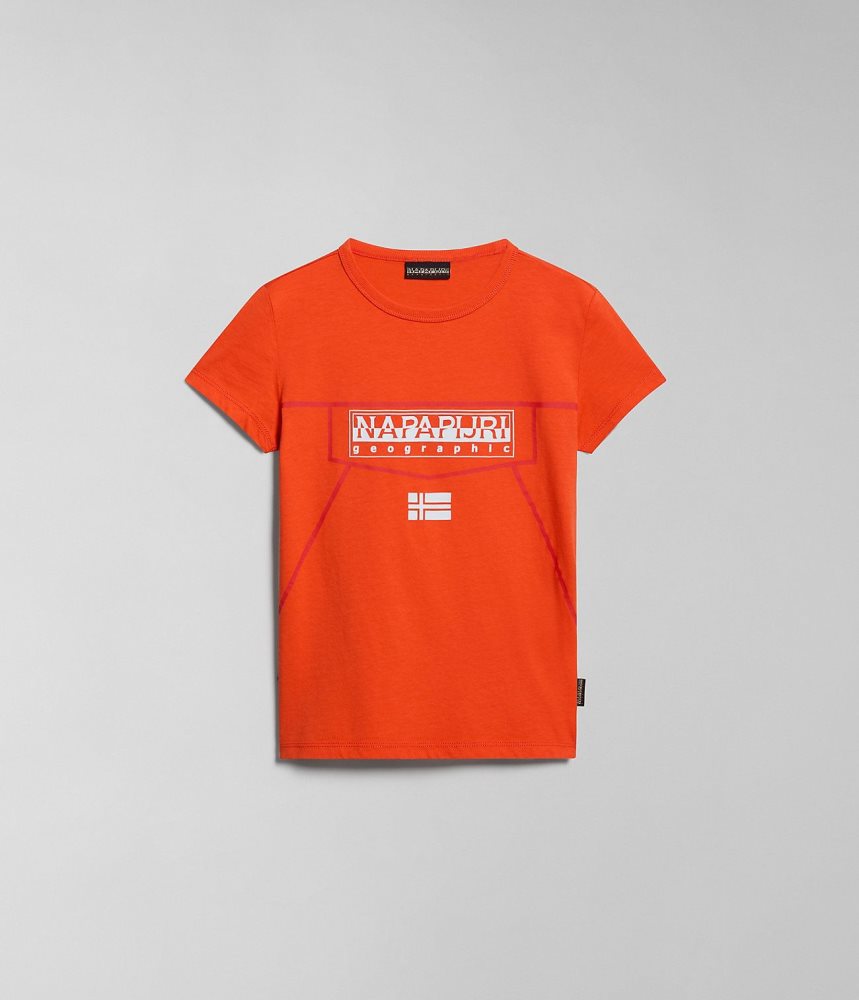 Napapijri Cree Short Sleeve T-Shirt (4-16 YEARS) T-shirts Kinderen Oranje | XKJDLPC-09