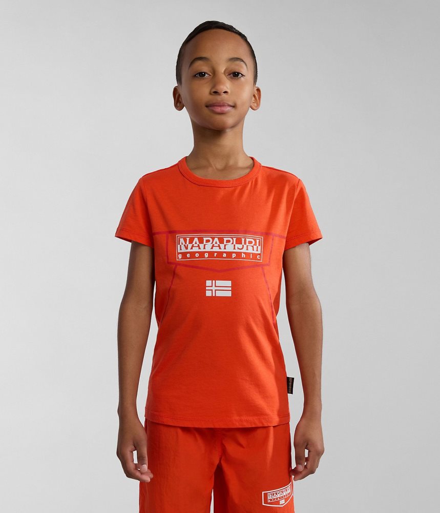 Napapijri Cree Short Sleeve T-Shirt (4-16 YEARS) T-shirts Kinderen Oranje | XKJDLPC-09