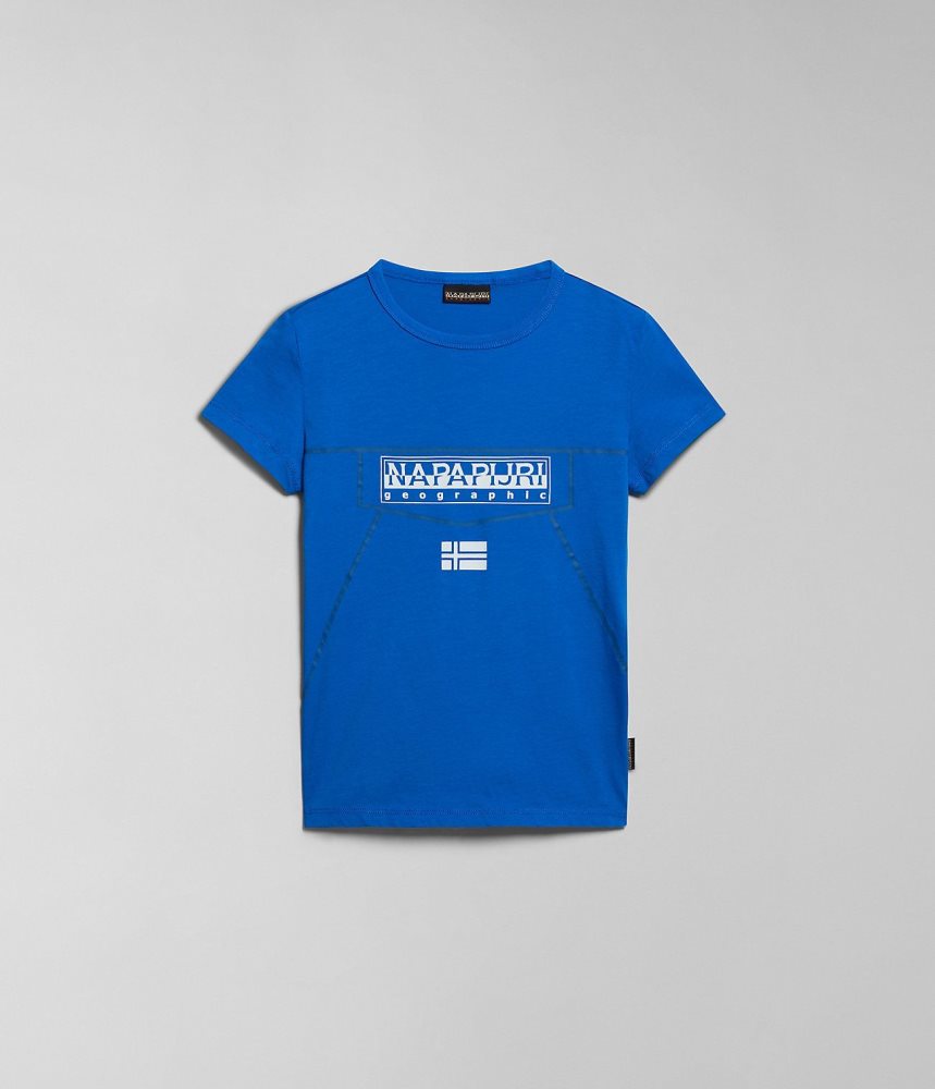Napapijri Cree Short Sleeve T-Shirt (4-16 YEARS) T-shirts Kinderen Blauw | ONXCVWP-27