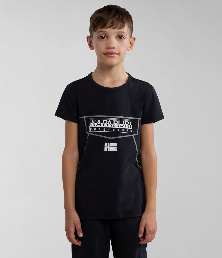 Napapijri Cree Short Sleeve T-Shirt (4-16 YEARS) T-shirts Kinderen Zwart | LEGDOXZ-58