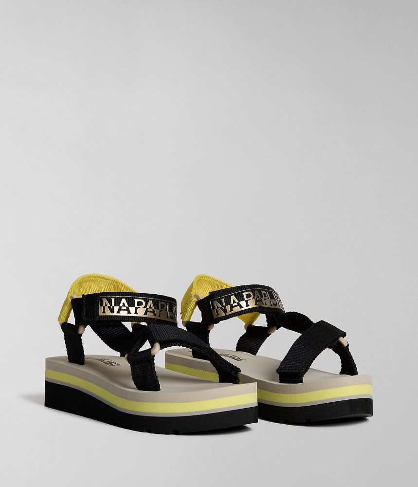 Napapijri Dahlia Sandals Sandalen Dames Geel Zwart | DQNOBJP-57
