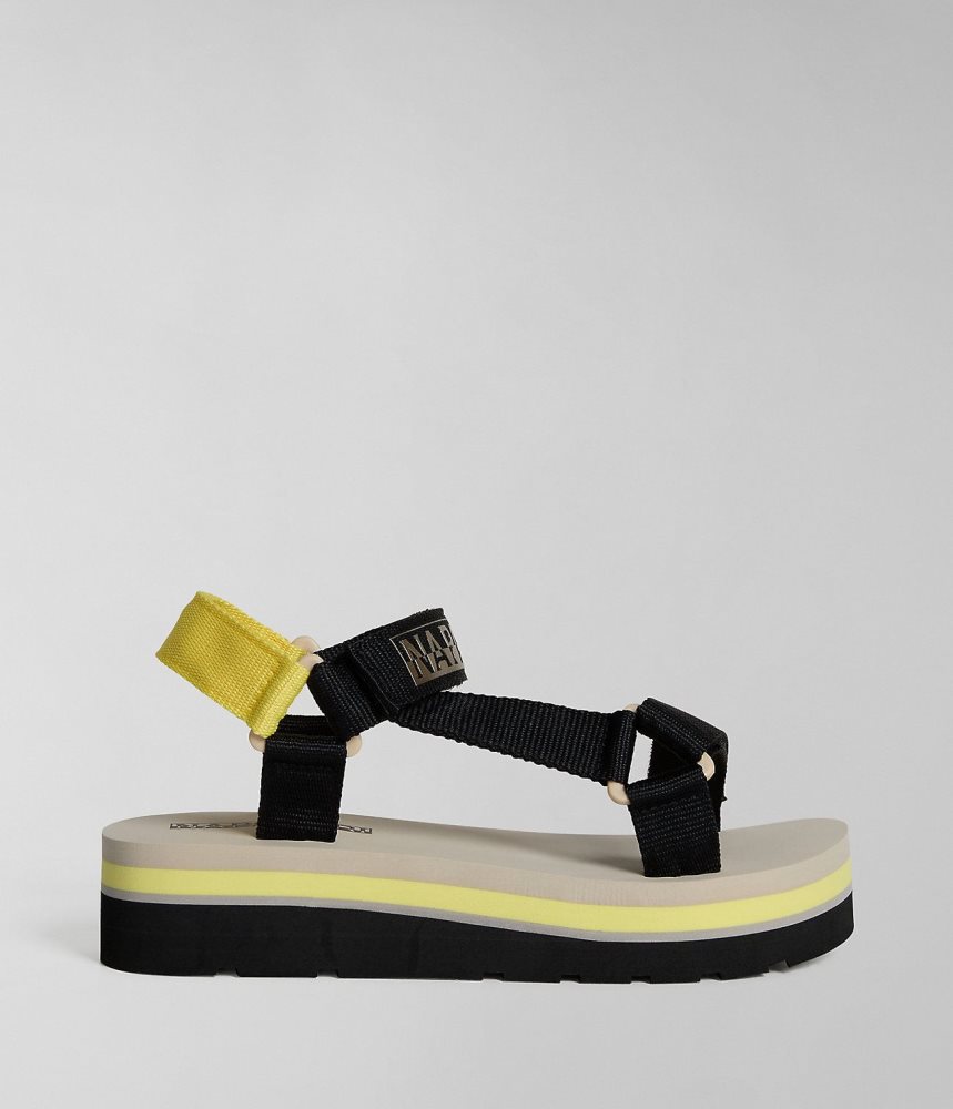 Napapijri Dahlia Sandals Sandalen Dames Geel Zwart | DQNOBJP-57