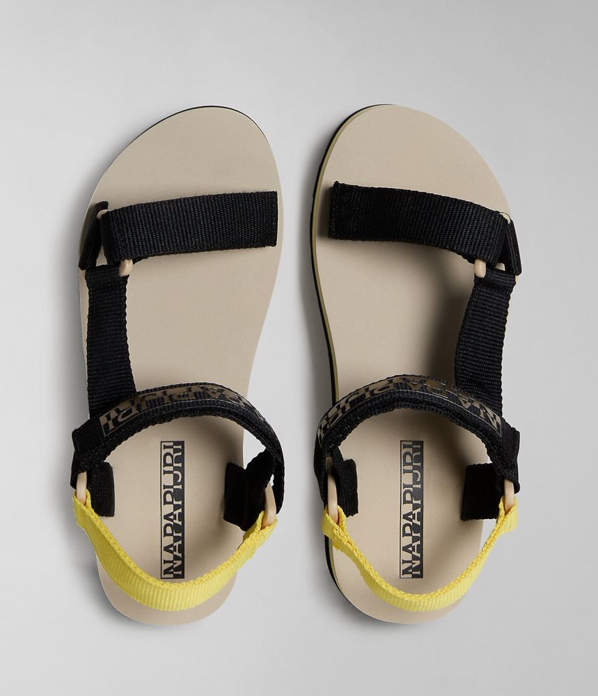 Napapijri Dahlia Sandals Sandalen Dames Geel Zwart | DQNOBJP-57