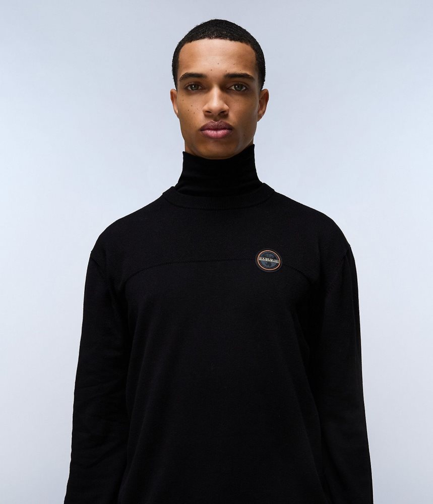 Napapijri Derri Crew Neck Jumper Jumpers Heren Zwart | PYACHUR-43
