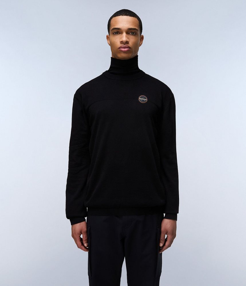 Napapijri Derri Crew Neck Jumper Jumpers Heren Zwart | PYACHUR-43