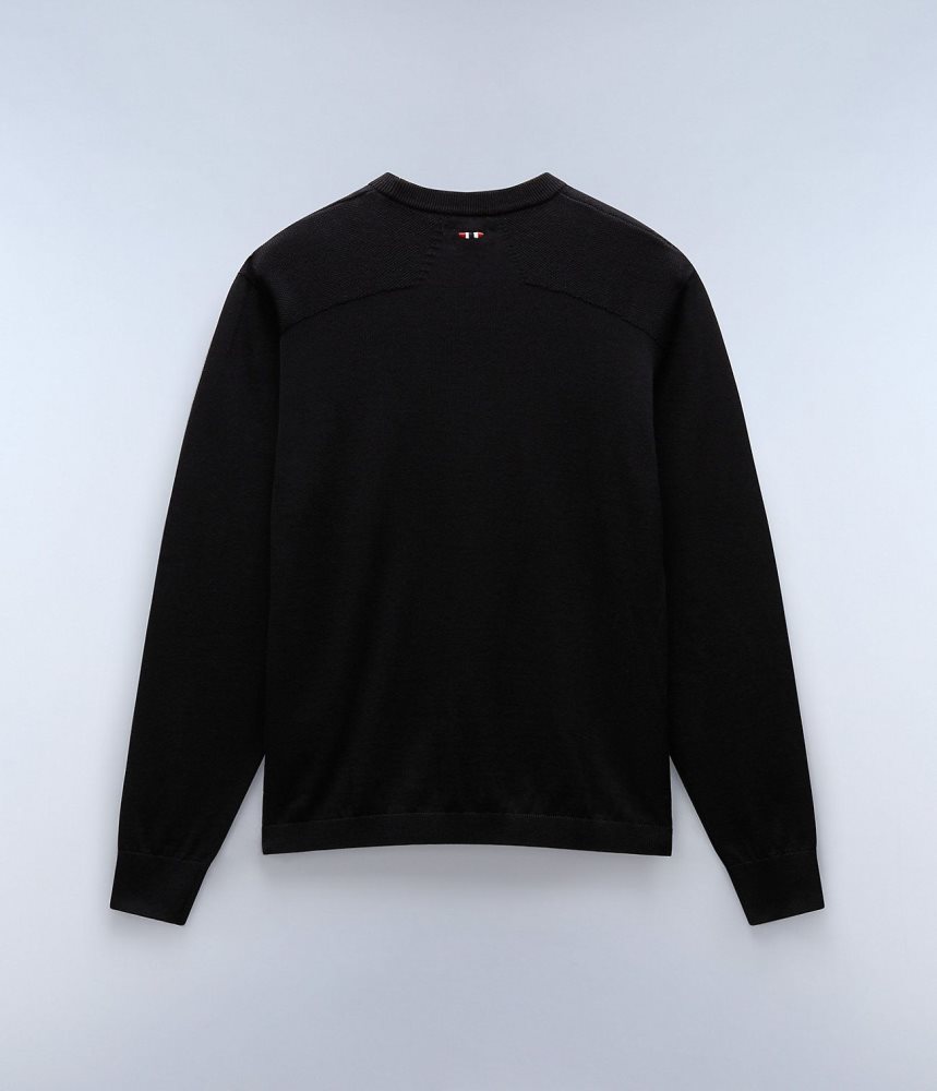 Napapijri Derri Crew Neck Jumper Jumpers Heren Zwart | PYACHUR-43