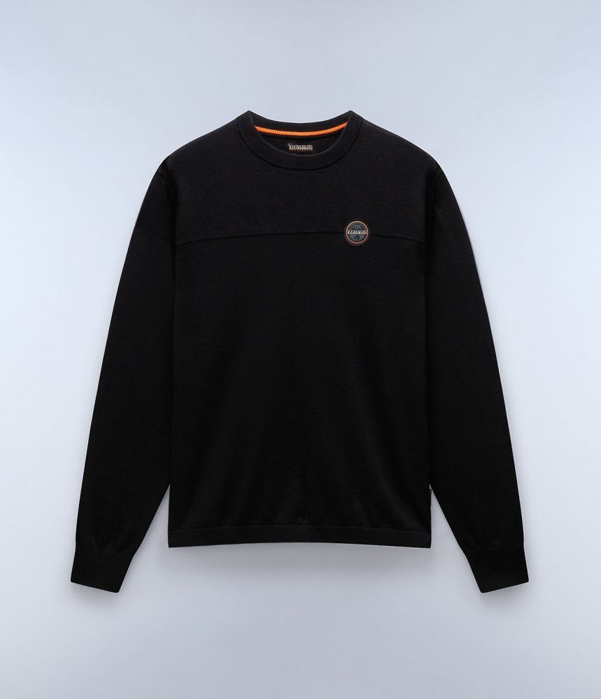 Napapijri Derri Crew Neck Jumper Jumpers Heren Zwart | PYACHUR-43