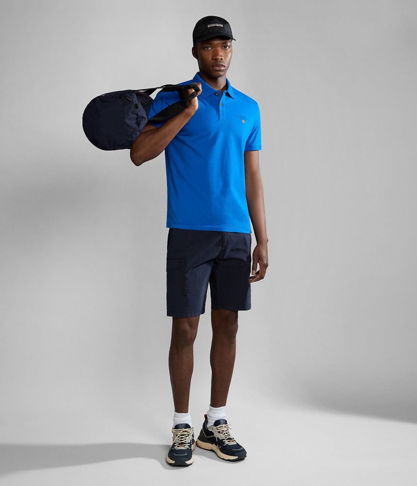 Napapijri Elbas Short Sleeve Jersey Polo Shirt Poloshirt Heren Blauw | WXAPNGC-84
