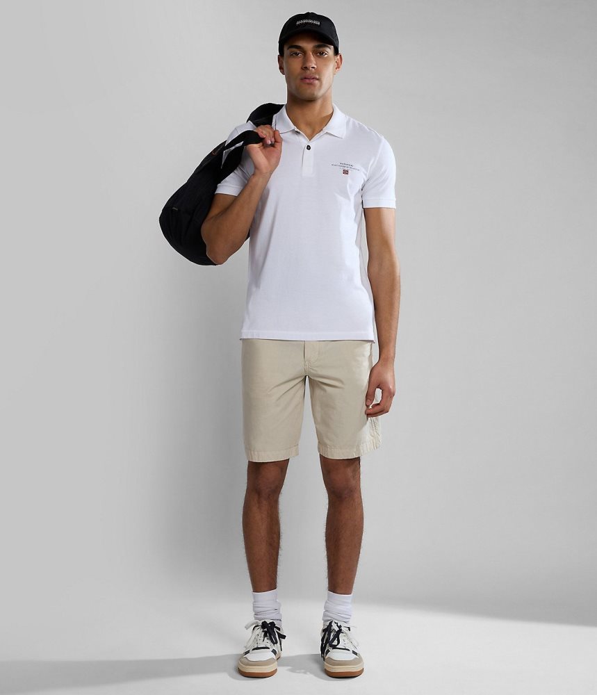 Napapijri Elbas Short Sleeve Jersey Polo Shirt Poloshirt Heren Wit | ZVDSNMF-21