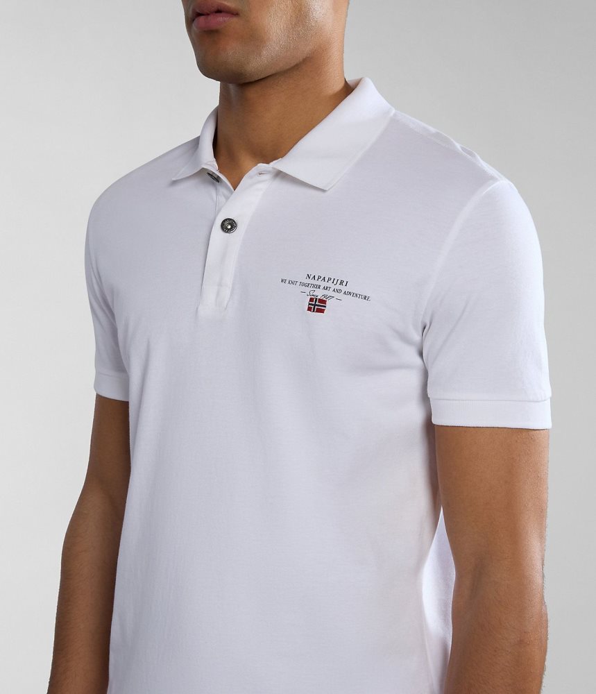 Napapijri Elbas Short Sleeve Jersey Polo Shirt Poloshirt Heren Wit | ZVDSNMF-21