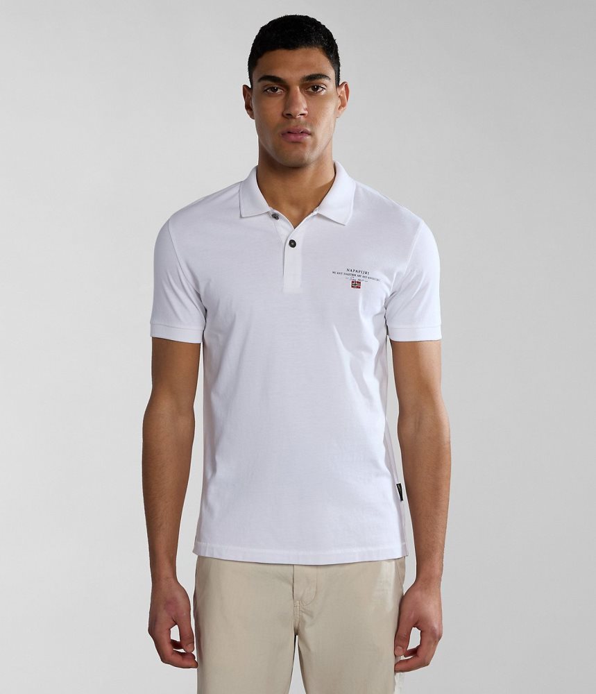 Napapijri Elbas Short Sleeve Jersey Polo Shirt Poloshirt Heren Wit | ZVDSNMF-21
