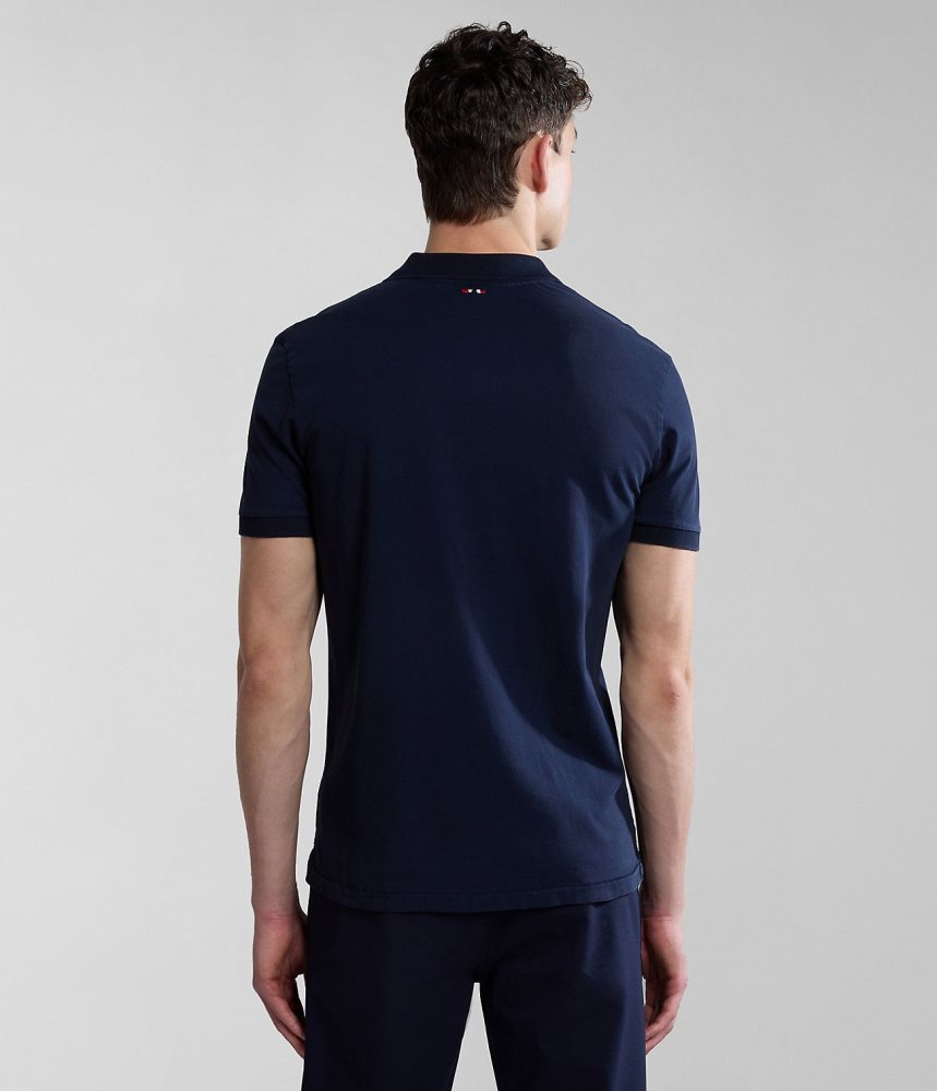 Napapijri Elbas Short Sleeve Jersey Polo Shirt Poloshirt Heren Donkerblauw | EOPHNTL-41