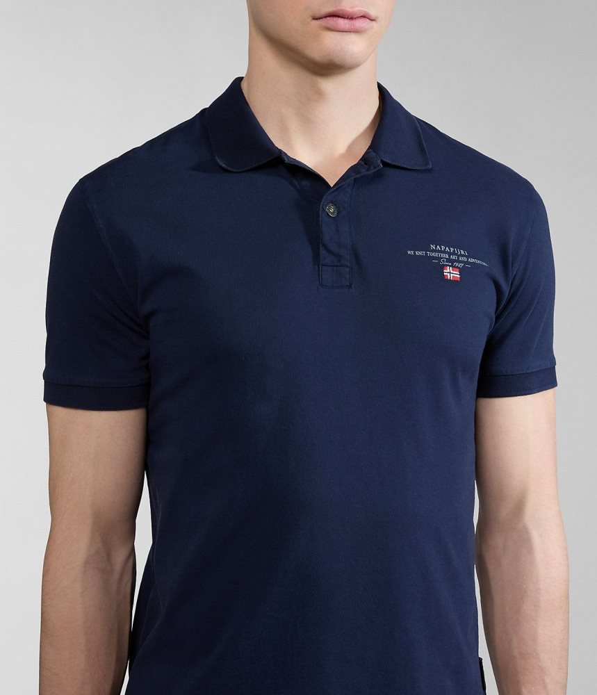 Napapijri Elbas Short Sleeve Jersey Polo Shirt Poloshirt Heren Donkerblauw | EOPHNTL-41