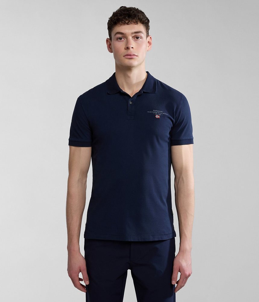 Napapijri Elbas Short Sleeve Jersey Polo Shirt Poloshirt Heren Donkerblauw | EOPHNTL-41