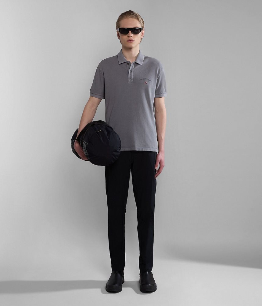 Napapijri Elbas Short Sleeve Pique Polo Shirt Poloshirt Heren Grijs | DBSHZFV-24
