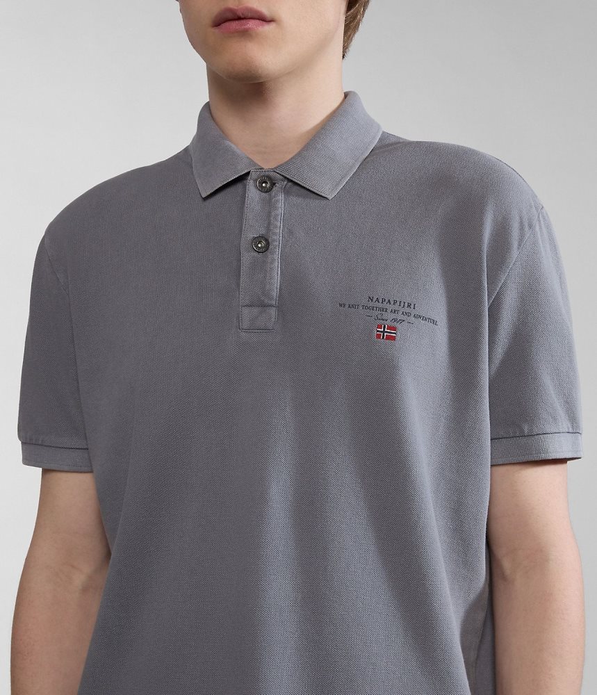 Napapijri Elbas Short Sleeve Pique Polo Shirt Poloshirt Heren Grijs | DBSHZFV-24