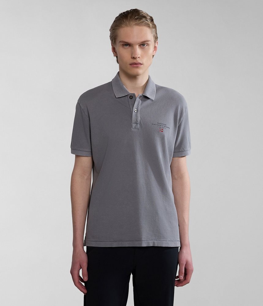 Napapijri Elbas Short Sleeve Pique Polo Shirt Poloshirt Heren Grijs | DBSHZFV-24