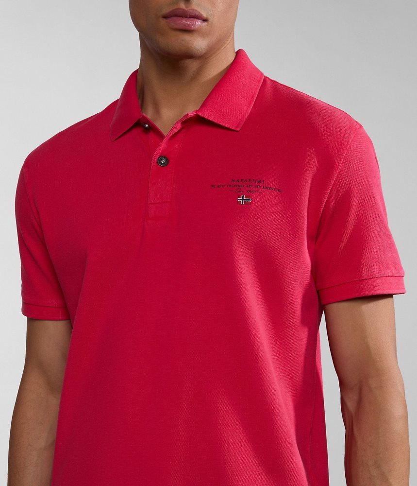 Napapijri Elbas Short Sleeve Pique Polo Shirt Poloshirt Heren Rood | SMVFDKC-63