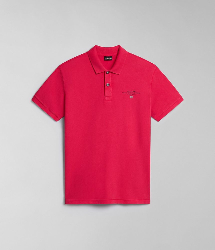 Napapijri Elbas Short Sleeve Pique Polo Shirt Poloshirt Heren Rood | SMVFDKC-63