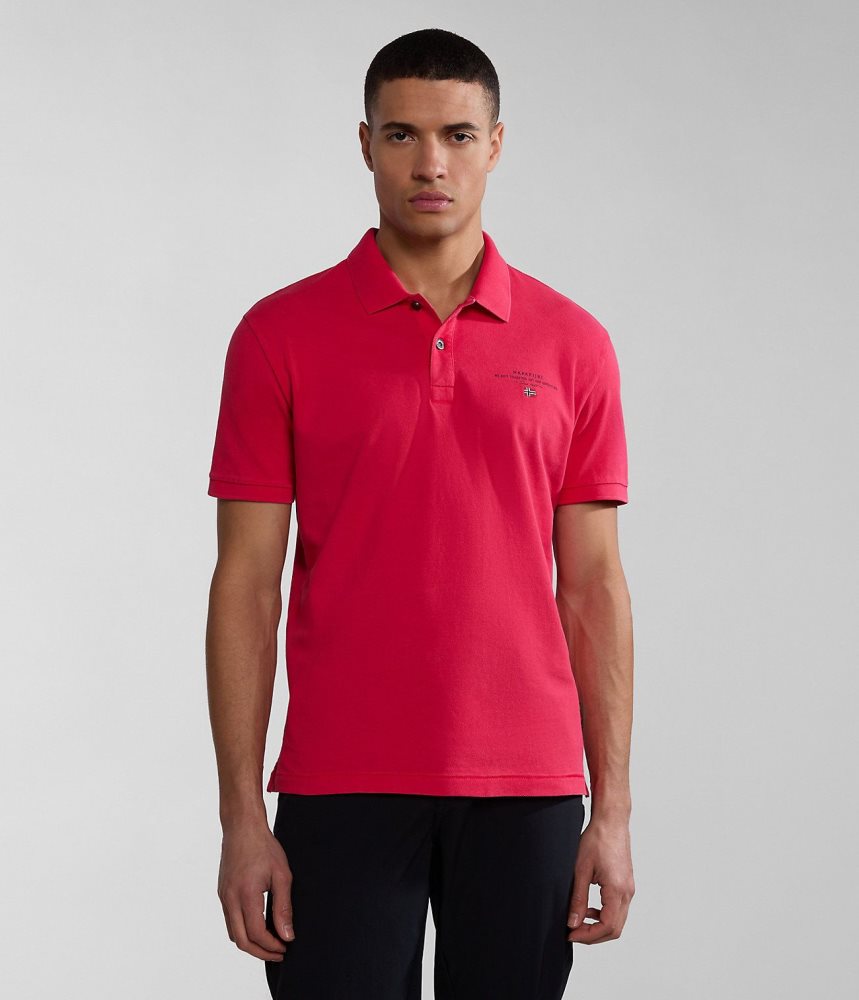 Napapijri Elbas Short Sleeve Pique Polo Shirt Poloshirt Heren Rood | SMVFDKC-63