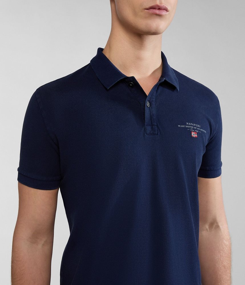 Napapijri Elbas Short Sleeve Pique Polo Shirt Poloshirt Heren Donkerblauw | SCRLTZJ-89