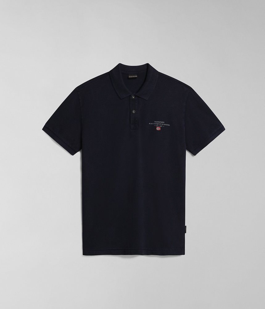 Napapijri Elbas Short Sleeve Pique Polo Shirt Poloshirt Heren Donkerblauw | SCRLTZJ-89
