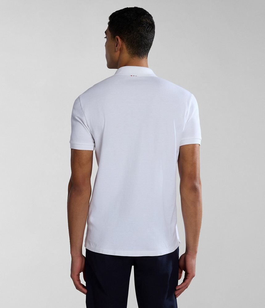 Napapijri Elbas Short Sleeve Pique Polo Shirt Poloshirt Heren Wit | YHISLRM-10