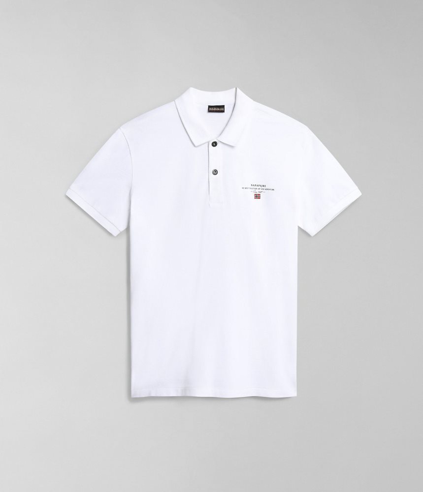 Napapijri Elbas Short Sleeve Pique Polo Shirt Poloshirt Heren Wit | YHISLRM-10