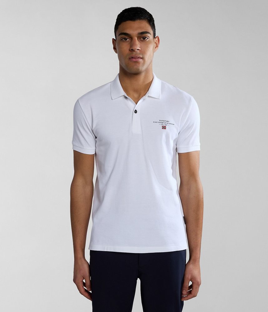 Napapijri Elbas Short Sleeve Pique Polo Shirt Poloshirt Heren Wit | YHISLRM-10