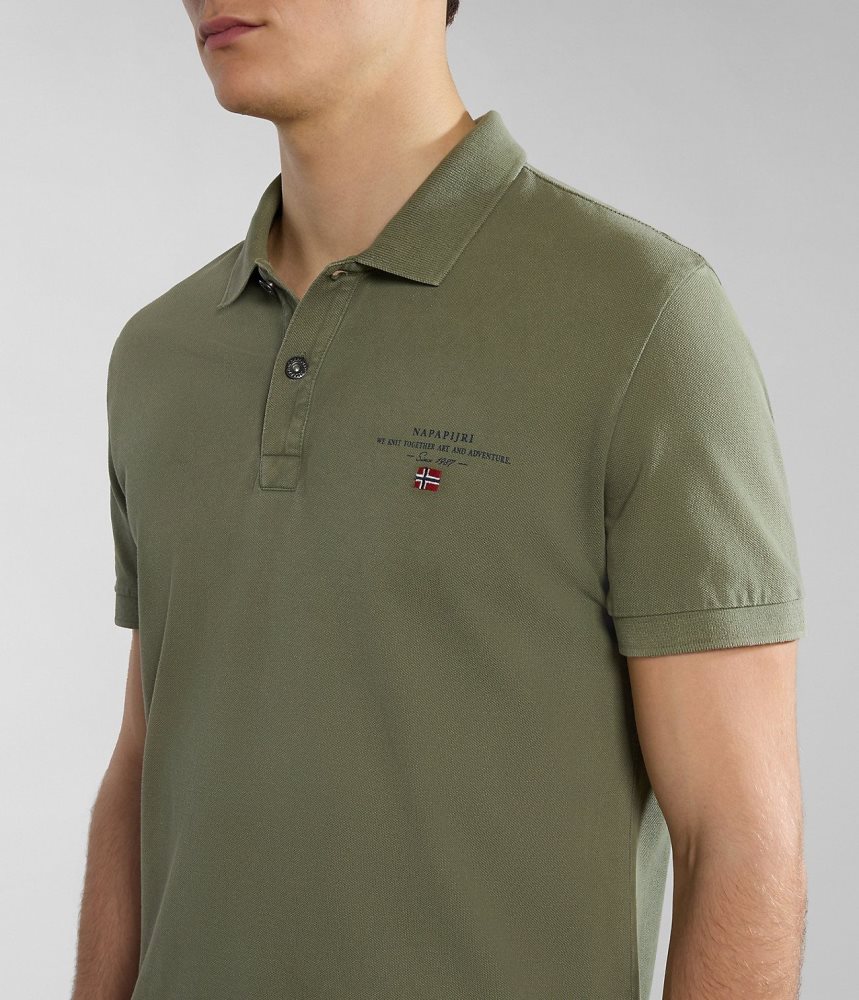 Napapijri Elbas Short Sleeve Pique Polo Shirt Poloshirt Heren Groen | ESJZDQP-14