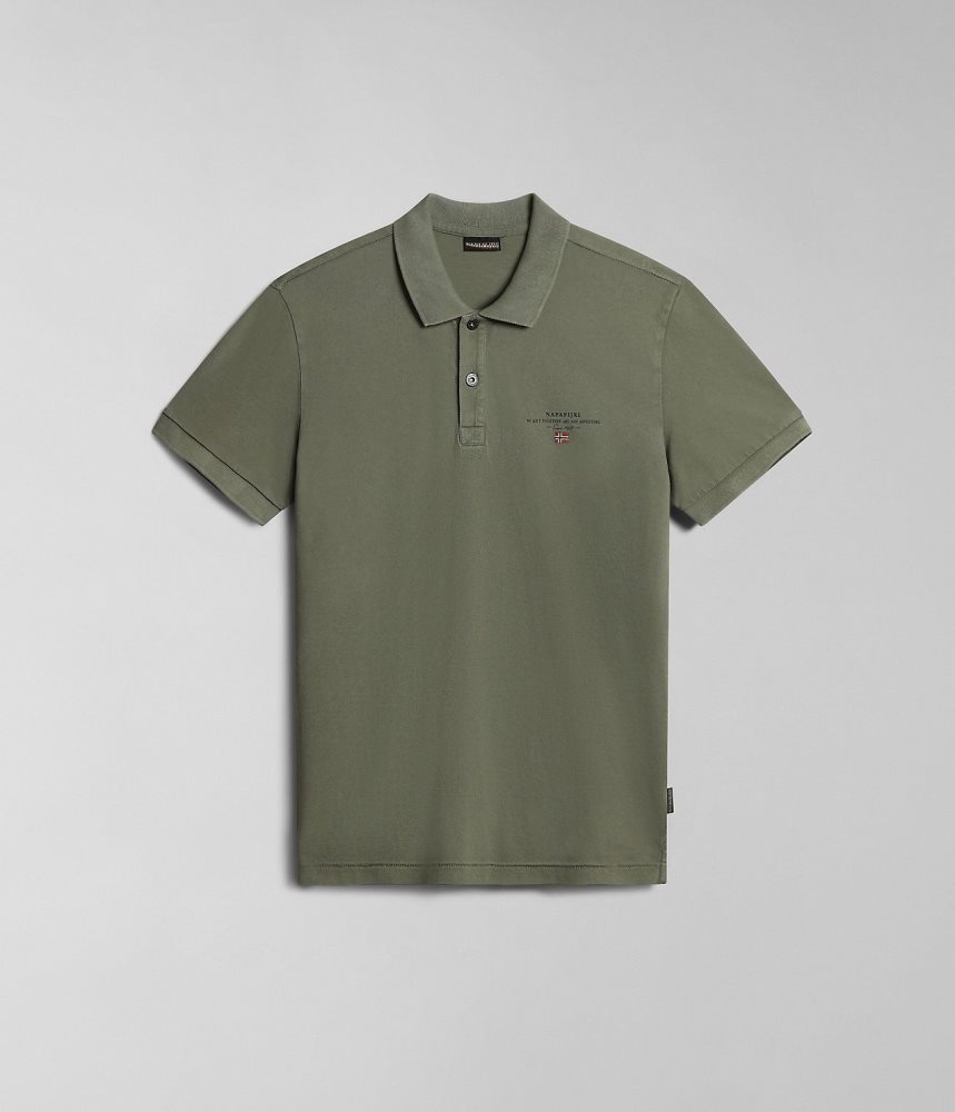 Napapijri Elbas Short Sleeve Pique Polo Shirt Poloshirt Heren Groen | ESJZDQP-14