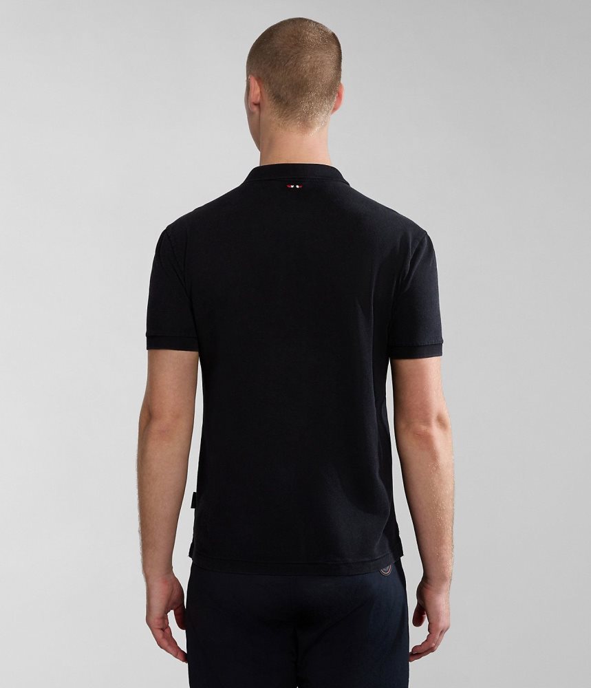 Napapijri Elbas Short Sleeve Pique Polo Shirt Poloshirt Heren Zwart | EACZSVJ-46